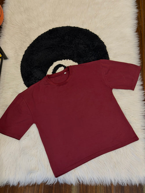 Burgundy Boxy Tee