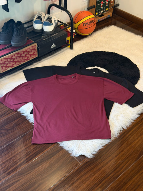 Boxy Fit Duo — Black & Burgundy